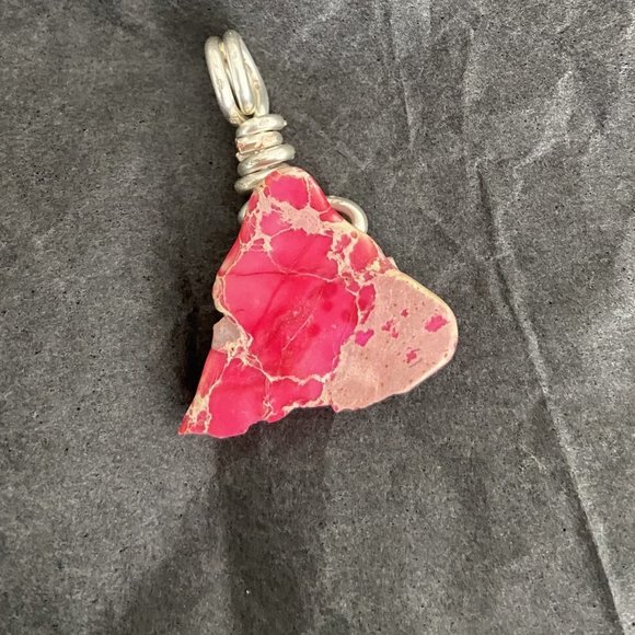 ๐ 3 for $25 Pink Jasper Chunk Wire Wrapped Pendant Handcrafted - Picture 3 of 4